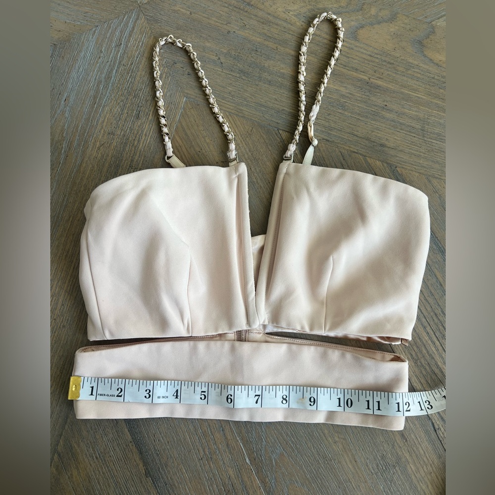 Italian luxury brand Elisabetta Franchi Champagne Chain Strap crop top Sz 40